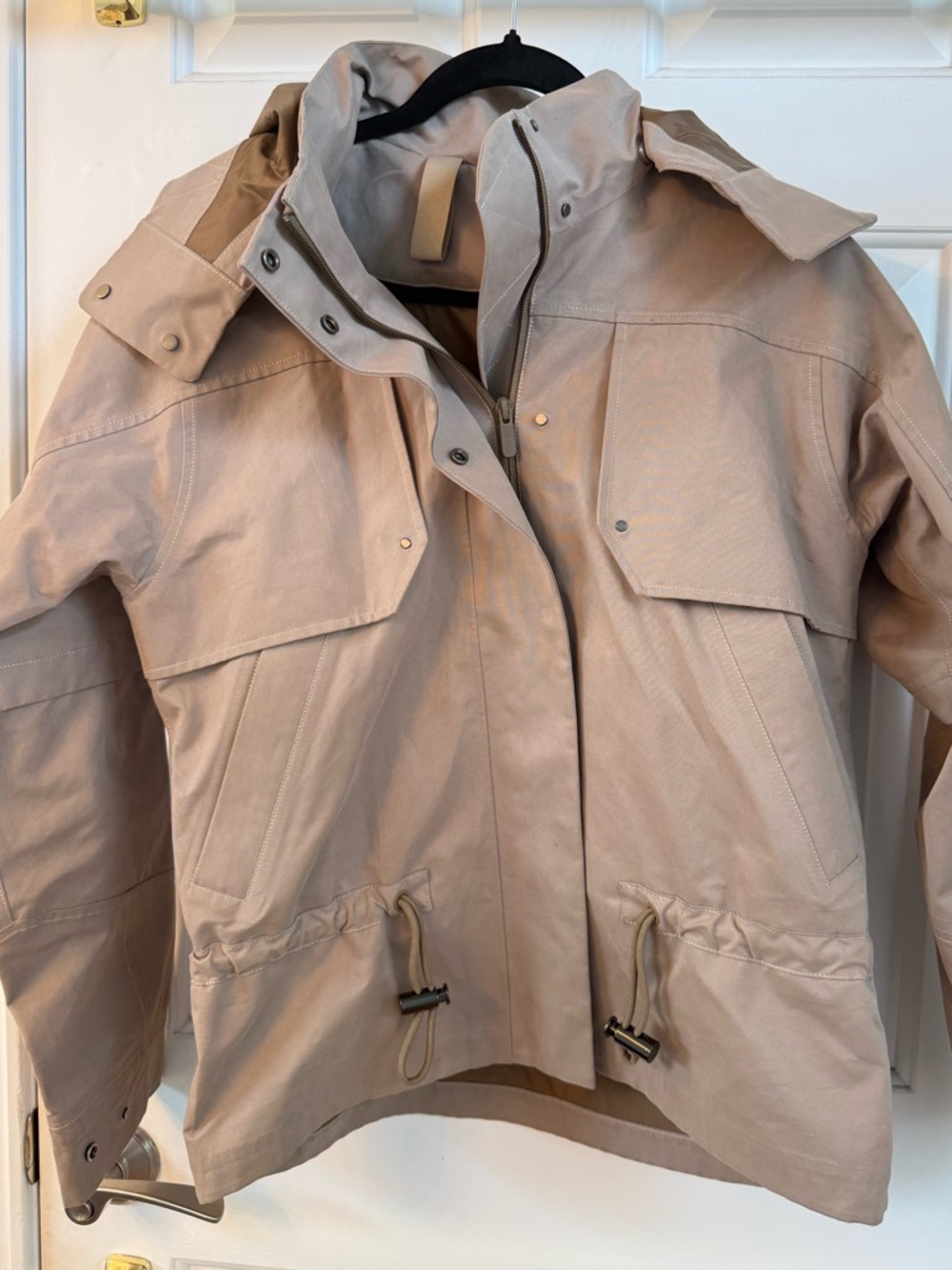 Women's Hooded Utility Jacket in Light Taupe